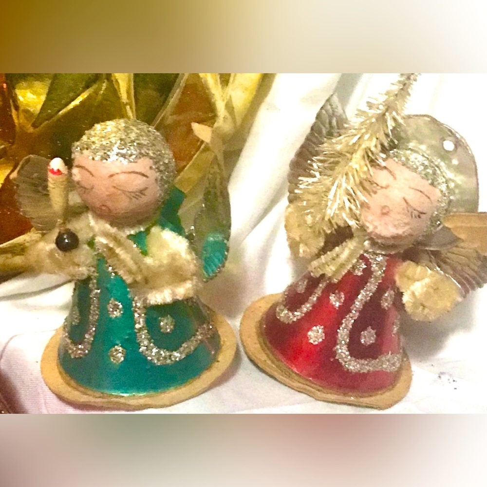 1960’s PAIR JAPAN VINTAGE CARDBOARD ANGELS! RARE!